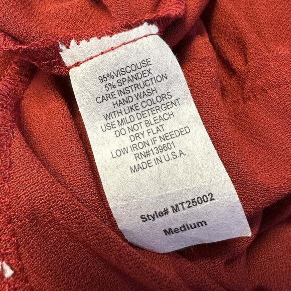 New Stevie‎ Hender Brick Red Tiered Maxi Dress Long Sleeve Stretch Knit Size M - Picture 8 of 8